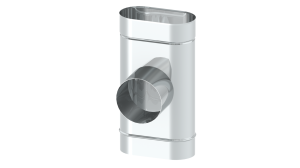 Trójnik owalny 87 st. 130x255mm, 0,8mm, wyjście Ø160mm mufa