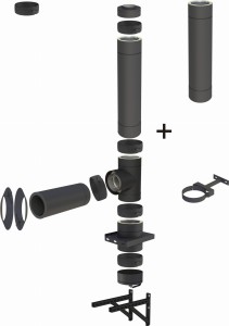 Komin BLACK (drewno pelet) 200/250mm 2 rury