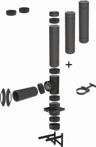Komin BLACK (drewno pelet) 200/250mm 3 rury