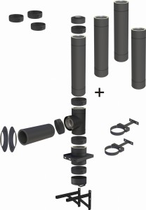 Komin BLACK (drewno pelet) 200/250mm 4 rury