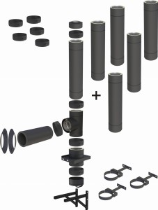 Komin BLACK (drewno pelet) 200/250mm 6 rur