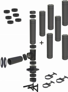 Komin BLACK (drewno pelet) 200/250mm 7 rur