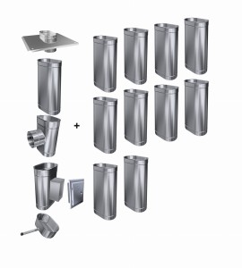 Wkład kominowy owalny 110x220/0,8mm/11 rur (węgiel, drewno, pellet)