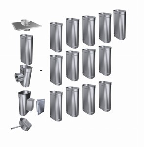 Wkład kominowy owalny 120x230/0,8mm/14 rur (węgiel, drewno, pellet)