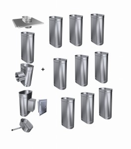 Wkład kominowy owalny 120x230/0,4mm/10 rur (drewno, pellet)