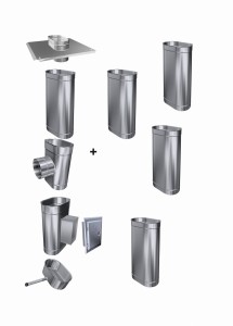 Wkład kominowy owalny 120x240/0,4mm/5 rur (drewno, pellet)