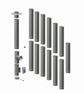 Wkład kominowy  160/0,8mm/14 rur (węgiel, drewno, pellet)