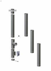 Wkład kominowy  160/1,0mm/4 rury (węgiel, drewno, pellet)