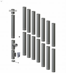 Wkład kominowy  160/1,0mm/15 rur (węgiel, drewno, pellet)
