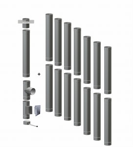 Wkład kominowy  180/1,0mm/15 rur (węgiel, drewno, pellet)