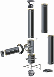 Komin izolowany wiszący 0,8mm fi 160/220 | 3 rury