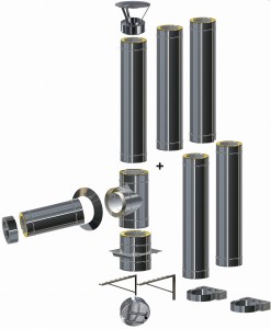 Komin izolowany wiszący 0,8mm fi 200/260 | 5 rur
