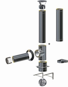 Komin izolowany wiszący 1,0mm fi 200/260 | 2 rury