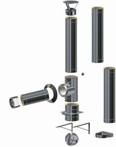 Komin izolowany wiszący 1,0mm fi 200/260 | 3 rury