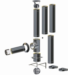 Komin izolowany wiszący 1,0mm fi 200/260 | 4 rury
