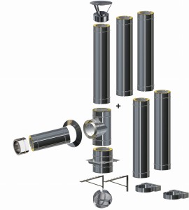 Komin izolowany wiszący 1,0mm fi 200/260 | 5 rur