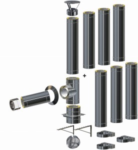 Komin izolowany wiszący 1,0mm fi 200/260 | 7 rur
