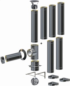 Komin izolowany wiszący 0,4mm fi 130/190 | 6 rur