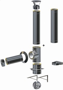 Komin izolowany wiszący 0,4mm fi 150/210 | 2 rury