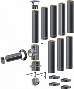 Komin izolowany wiszący 0,4mm fi 150/210 | 8 rur