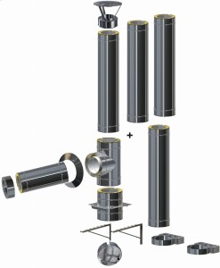 Komin izolowany wiszący 0,4mm fi 160/220 | 4 rury